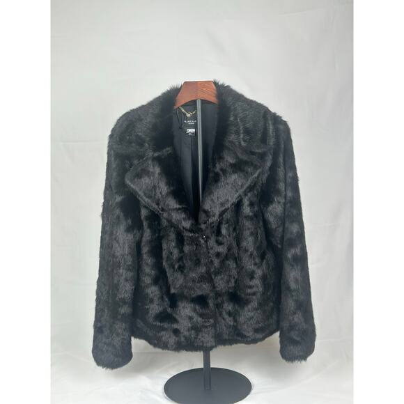 Marciano by GUESS Black Faux Fur Coat Jacket Women's Size M - Picture 6 of 6